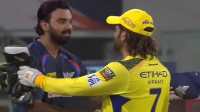 ipl 2024 KL Rahul removes his cap before shaking hands with MS Dhoni LSG vs CSK video