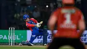 Jake Fraser-McGurk smashes a six against SRH (Getty Images)