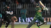 Mohammad Rizwan plays a shot against New Zealand (Getty Images)