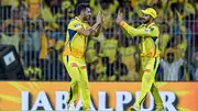 Deepak Chahar celebrates a wicket with skipper Ruturaj Gaikwad