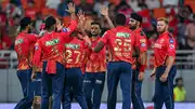 Punjab Kings players celebrate with each other in this frame. (Getty)