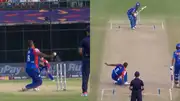 Lizaad Williams fall down during match against MI (Twitter screen grab)