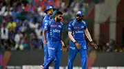 Mumbai Indians' Jasprit Bumrah (C) speaks captain Hardik Pandya (R) after dismissal of Delhi Capitals' captain Rishabh Pant (not pictured) during their IPL 2024 clash. (Getty)