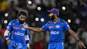 Mumbai Indians' Hardik Pandya (left) and Jasprit Bumrah in this frame. (Getty)