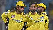 CSK's MS Dhoni (left), Ravindra Jadeja (right) and Deepak Chahar (background) in this frame. (Getty)