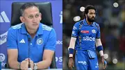 Ajit Agarkar in the press conference; Hardik Pandya in action during IPL 2024 (Screengrab: X, Getty Images)