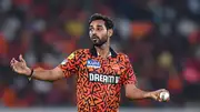 SRH's ace pacer Bhuvneshwar Kumar in this frame. (Getty)