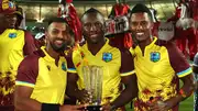 Rovman Powell with Nicholas Pooran and Akeal Hosein (File Photo: Getty Images)