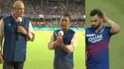 Sunil Gavaskar was spotted scolding broadcasters for negative commentary on Virat Kohli's strike rate. (Screengrab-X)