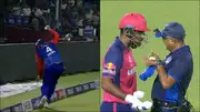 Sanju Samson argues with on-field umpire after being given out by third umpire (Screengrab: X)