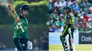 Ireland's Andrew Balbirnie (left) and Pakistan's Babar Azam in this frame. (Getty)