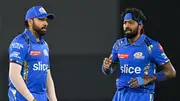 MI captain Hardik Pandya (left) and star batter Rohit Sharma in this frame. (Getty)