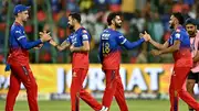 Royal Challengers Bengaluru's Virat Kohli (C) celebrates his team's win against Delhi Capitals at the end of their IPL 2024 clash on May 12. (Getty)