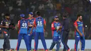 Delhi Capitals team members celebrate their team's win over Lucknow Super Giants during the their IPL 2024 clash on May 14. (Getty)