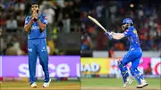 Mumbai Indians' Jasprit Bumrah and Naman Dhir in action (Getty Images)