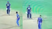 LSG's Marcus Stoinis mocks Arjun Tendulkar after MI star threatens him to hit with ball on follow through. (Screengrab-X)