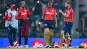 Punjab Kings coach Sanjay Bangar on the field with skipper Shikhar Dhawan and Jonny Bairstow (Getty Images)