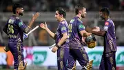 Kolkata Knight Riders' captain Shreyas Iyer (L) and mentor Gautam Gambhir (2L) celebrate after their win against LSG at the end of their IPL 2024 match on April 14. (Getty)