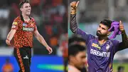 KKR skipper Shreyas Iyer (right) and SRH captain Pat Cummins in this frame. (Getty)