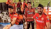 PBKS' Arshdeep Singh and SRH's Abhishek Sharma in this frame. (Screengrab-X) 