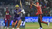 KKR skipper Shreyas Iyer (left) and SRH captain Pat Cummins in this frame. (Getty)