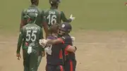 Harmeet Singh and Corey Anderson celebrate USA's maiden T20I win over Bangladesh (Screengrab: FanCode, X)