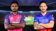 RR skipper Sanju Samson (left) and RCB captain Faf Du Plessis in this frame. (Getty)