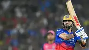 RCB opener Virat Kohli plays a shot against Rajasthan Royals (Getty Images)