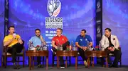 Former cricketers at the Legends Inter-continental T20 League launch event