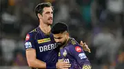 KKR's Mitchell Starc (left) and Shreyas Iyer in this frame. (Getty)