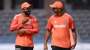 India's head coach Rahul Dravid (right) and star all-rounder Ravindra Jadeja in this frame. (Getty)