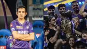 KKR mentor Gautam Gambhir; KKR players celebrate the trophy (Getty Images)