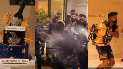 KKR Celebration : IPL चैंपियन बनने के बाद होटल में सुनील नरेन के जन्मदिन का कटा केक और खुली शैंपेन, KKR के खिलाड़ियों ने जमकर मनाया जश्न, Video हुआ वायरल - KKR Celebration sunil narine birthday and ipl trophy winning at same moment video goes viral IPL 2024 