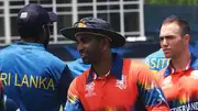 Sri Lanka and Netherlands players after the warm-up game (Screengrab: X)