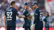 File Photo: England captain Jos Buttler talks with bowler Brydon Carse as Ben Stokes looks on during the 3rd Royal London Series One Day International match between England and India at Emirates Old Trafford on July 17, 2022 in Manchester, England. (Getty)