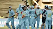 File Photo: MS Dhoni with his teammates celebrate India's victory during the final match of the T20 World Cup 2007 against Pakistan held at the Wanderers Cricket Stadium on September 24, 2007. (Getty)