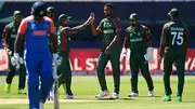 Shoriful Islam celebrates Sanju Samson's wicket in warm-up game (Getty Images)