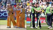 Brett Lee and Josh Little celebrate their respective hat-tricks in T20 World Cups (File Photo: Getty Images)