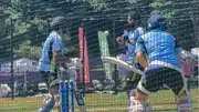 Hardik Pandya was seen bowling to Rohit Sharma during India's nets session. (X-Vimal Kumar)