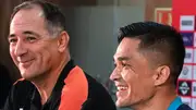 Sunil Chhetri with coach Igor Stimac during the press conference (Getty Images)