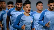 Sunil Chhetri-led India during the training session on the eve of clash against Kuwait (Getty Images)