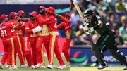 From Left: Canada's players celebrate with each other after dismissing Ireland batter and Pakistan captain Babar Azam in this frame. (Getty)