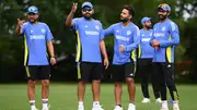 Rohit Sharma with his teammates Rishabh Pant, Kuldeep Yadav and Ravindra Jadeja (Getty Images)