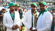 Babar Azam lifting Champions trophy (credits getty)