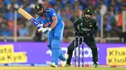 Mohammad Rizwan looks on as Rohit Sharma plays a shot (File Photo: Getty Images)