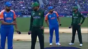 Rohit Sharma and Babar Azam at the coin toss (Screengrab: X)