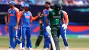 Pakistan's Fakhar Zaman leaves the field after being dismissed during T20 World Cup match against India in New York on June 9. (Getty)