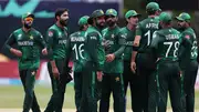 Pakistan team celebrate with each other in a huddle during their T20 World Cup match. (Getty)
