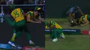 Marco Jansen and Kagiso Rabada involved in a collision (Screengrab: X)