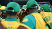 Aiden Markram speaking to his troops during T20 World Cup 2024 clash against West Indies (Getty Images)